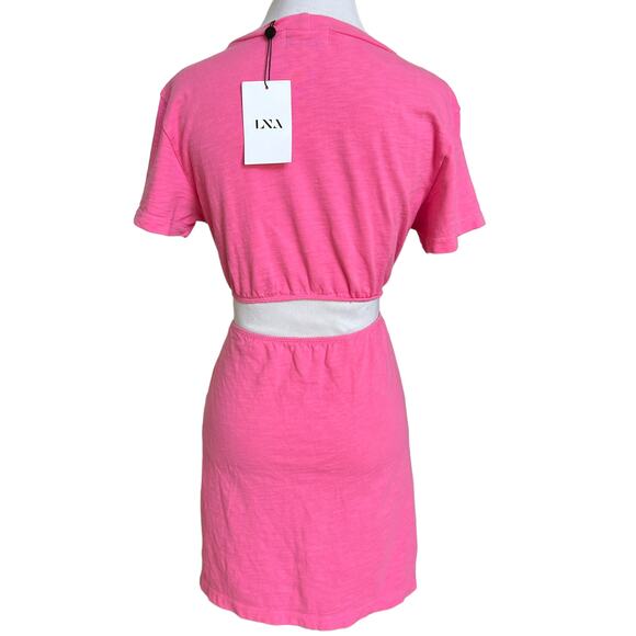 LNA Devan Twist Tee Dress in Neon Pink XS NWT - Picture 10 of 10
